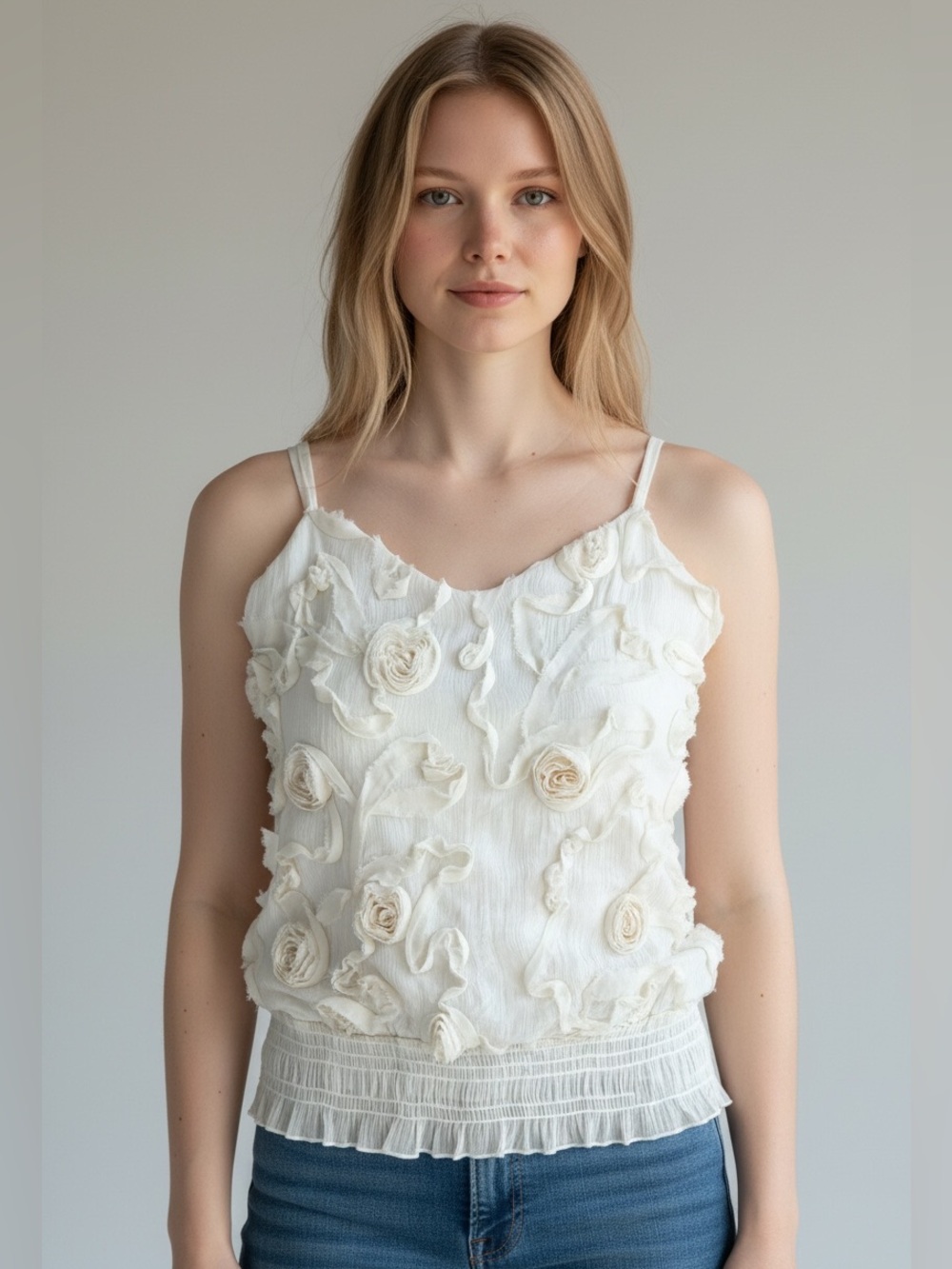 Vintage Y2K Heart Soul Rosette Cami Tank Top